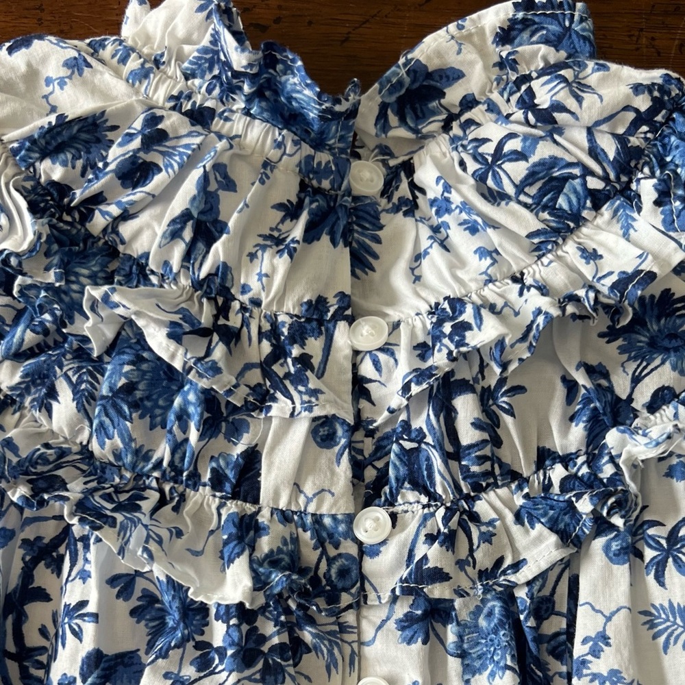 Janie and Jack Floral Blue and White Dress Sz 7 - Picture 4 of 10